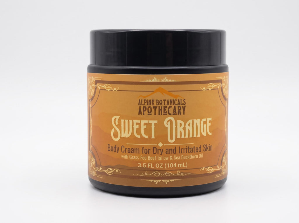 Sweet Orange Body Cream with Grass-Fed Tallow, Sea Buckthorn Oil for Dry Skin