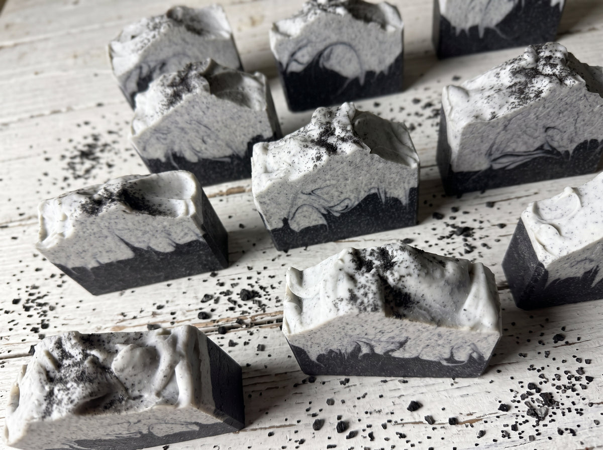 Obsidian Frost Soap — Handcrafted with Black Lava Salt and Zinc Oxide— 10.7 OZ (303 g)