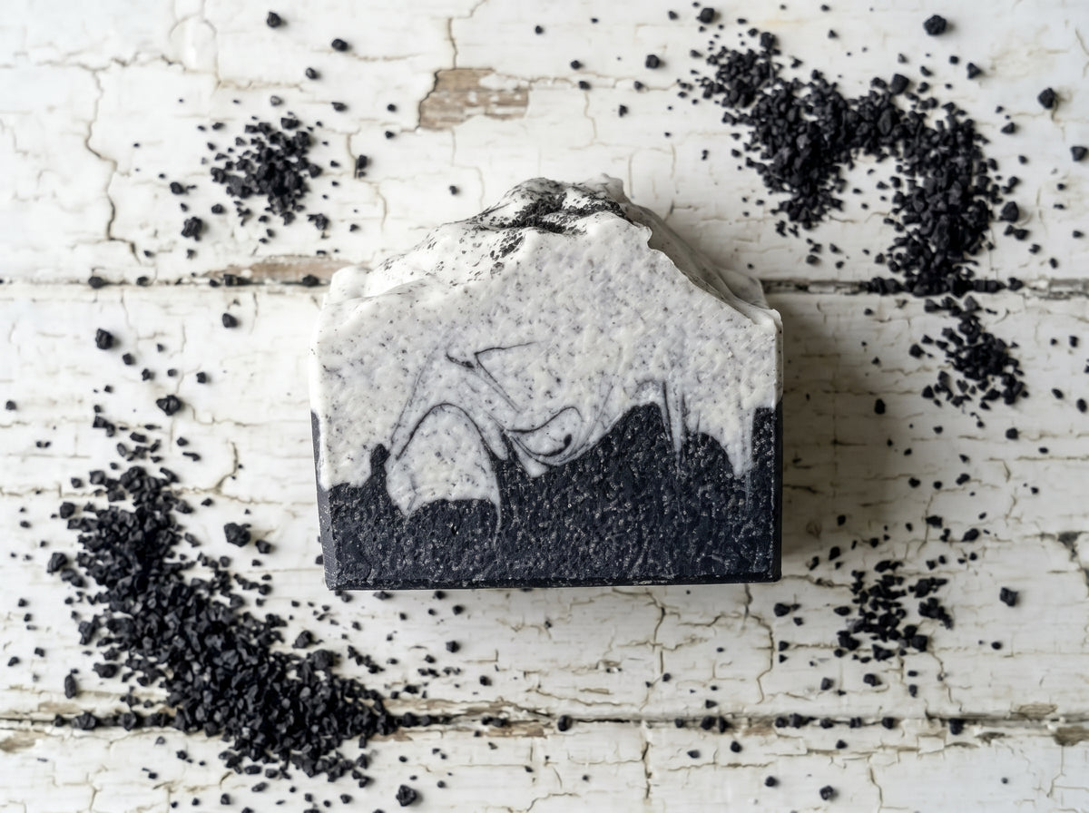 Obsidian Frost Soap — Handcrafted with Black Lava Salt and Zinc Oxide— 10.7 OZ (303 g)