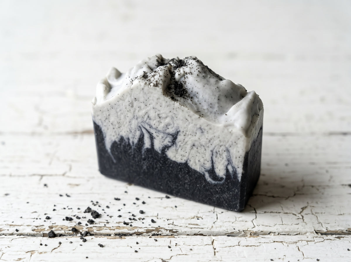 Obsidian Frost Soap — Handcrafted with Black Lava Salt and Zinc Oxide— 10.7 OZ (303 g)