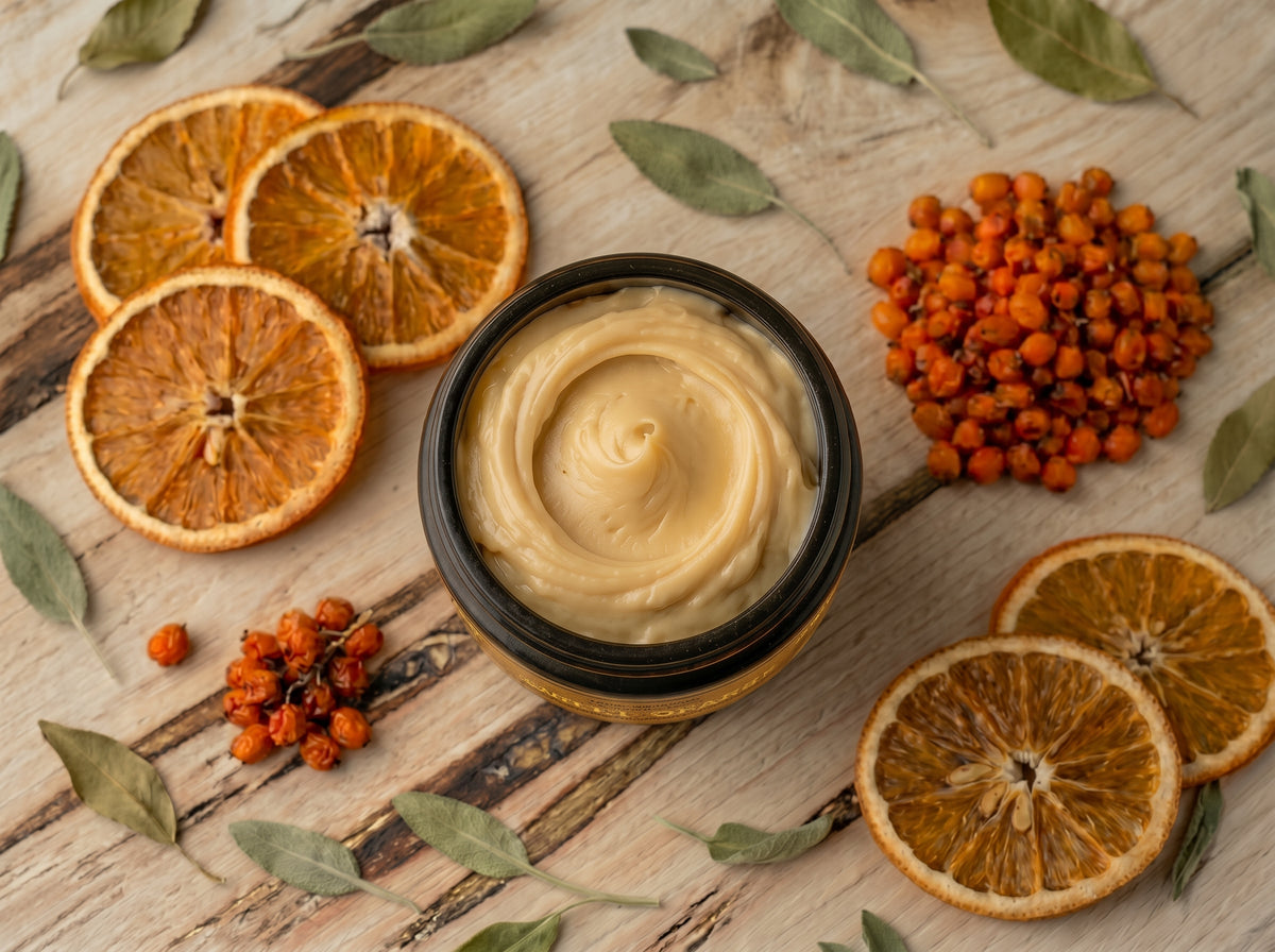 Sweet Orange Body Cream with Grass-Fed Tallow, Sea Buckthorn Oil for Dry Skin